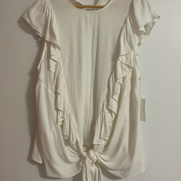 FRAME Ruffle crepe blouse tie waist front lightweight girly - Picture 5 of 5